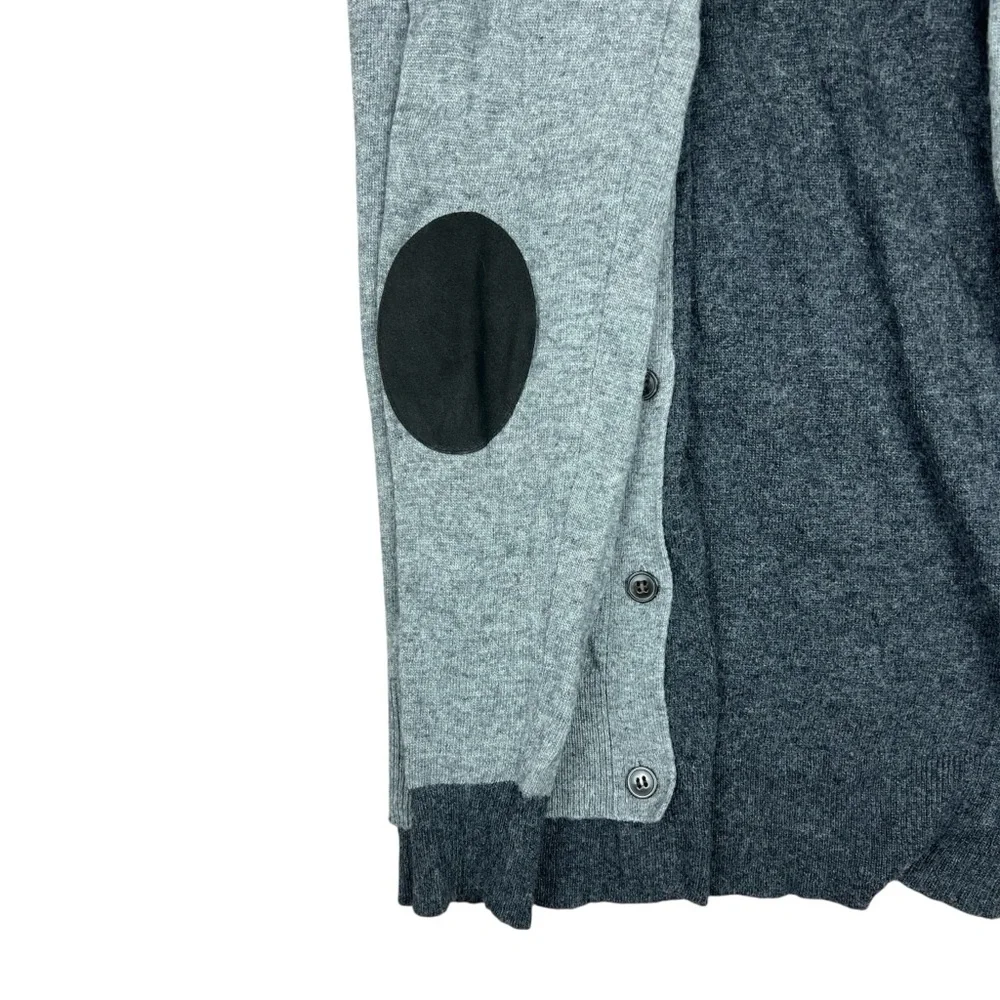 J.Crew Wool Blend Sweater Women’s Medium Gray Elbow‎ Patches Side Buttons Raglan